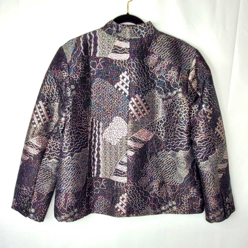 Chico's Lizbeta Metallic Patchwork Jacket Size L … - image 4